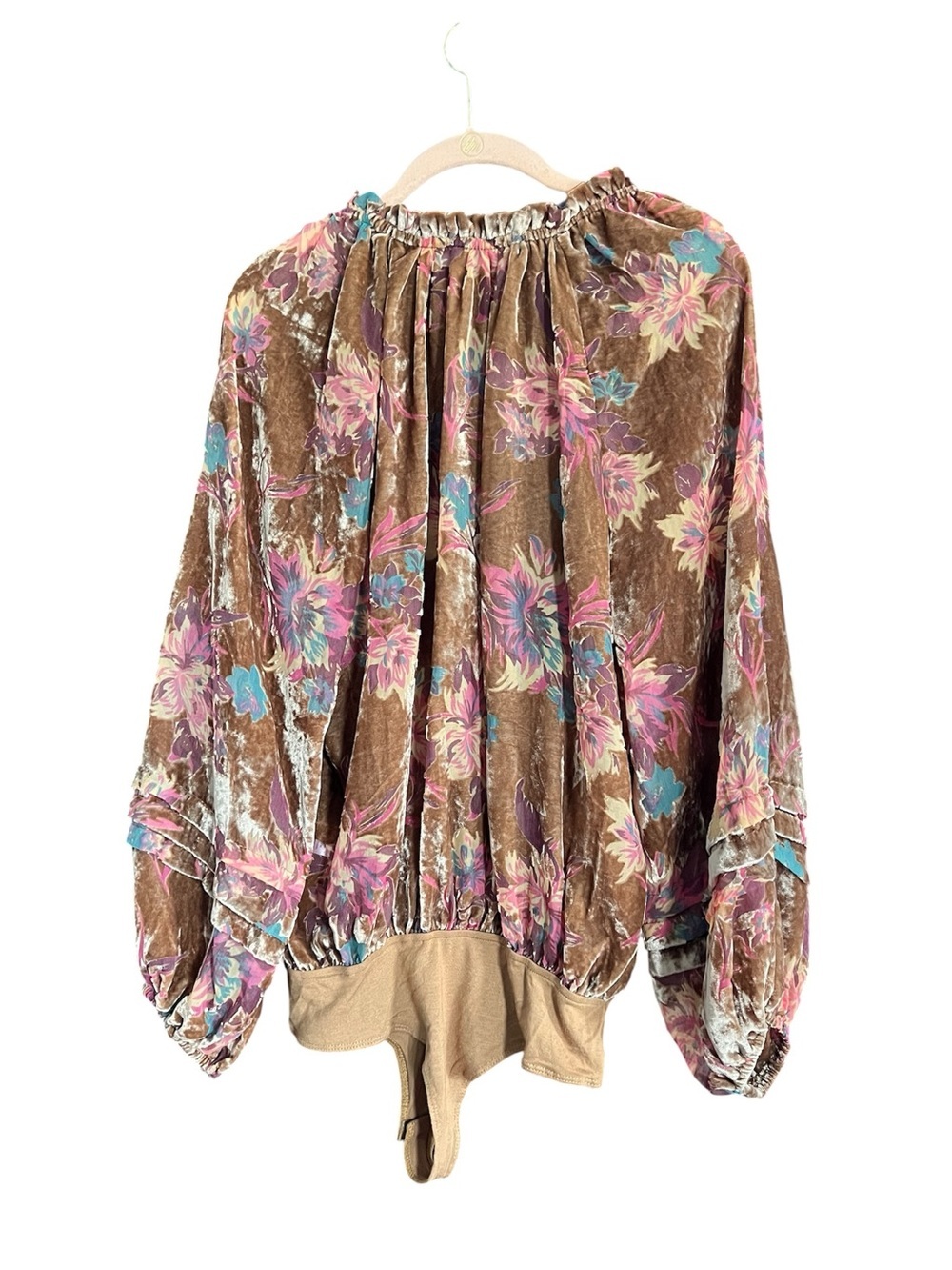 APRICOT Jena Green Velvet Sheer Floral Burnout Bodysuit size Medium - Picture 3 of 11